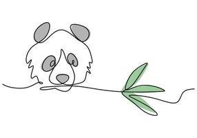 eine durchgehende einzelne Linie des internationalen Tages des roten Pandas mit Bambus vektor