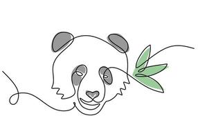 ett kontinuerlig enda linje av internationell röd panda dag med bambu vektor