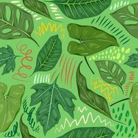 grüne Blätter nahtlose Muster isoliert auf grünem Hintergrund. vektor