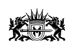 einhorn pferd luxus logo heraldischer kamm vektor