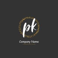 pk Anfangshandschrift und Signatur-Logo-Design mit Kreis. schönes design handgeschriebenes logo für mode, team, hochzeit, luxuslogo. vektor