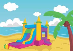 Illustration av Bouncy Castle On Beach vektor