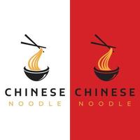 Logo-Design-Vorlage für köstliche chinesische und japanische Nudelsuppe und Ramen-Gerichte asiatische Speisen. Logos für Unternehmen, Restaurants, Cafés und Geschäfte. vektor