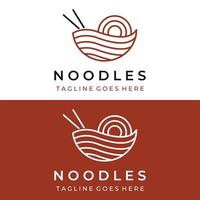 Logo-Design-Vorlage für köstliche chinesische und japanische Nudelsuppe und Ramen-Gerichte asiatische Speisen. Logos für Unternehmen, Restaurants, Cafés und Geschäfte. vektor