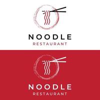 Logo-Design-Vorlage für köstliche chinesische und japanische Nudelsuppe und Ramen-Gerichte asiatische Speisen. Logos für Unternehmen, Restaurants, Cafés und Geschäfte. vektor