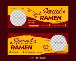 würziges und leckeres Ramen-Banner-Template-Design vektor