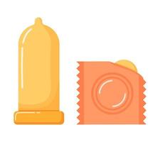 Kondom und Paket isoliert auf weißem Hintergrund vektor