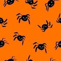 Nahtloses Muster mit Spinnen für Flyer und Postkarten. Doodle-Stil. fröhliche Halloween-Karte. vektor
