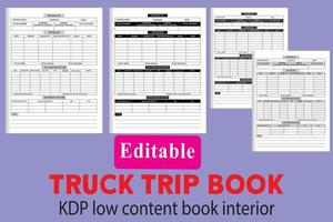 LKW-Reisebuch. Das tägliche Fahrtenbuch des Fahrers enthält Anweisungen zum Vervollständigen des Fahrtenbuchs, um die Wahrscheinlichkeit zu verringern. wenn Sie auf der Suche nach dem besten Schicht- und Kilometerbuch für Lkw-Fahrer sind, vektor