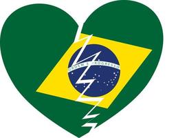 vektor illustration bruten hjärta med brasiliansk flagga
