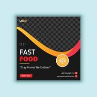 Fast Food, Food-Burger, Food-Menü-Web und Social-Media-Post-Design-Vorlage vektor