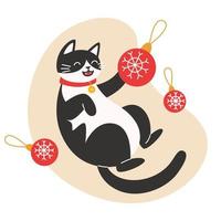 katt i en santa hatt är spelar sinnen en jul dekorationer vektor