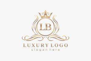 första lb brev kunglig lyx logotyp mall i vektor konst för restaurang, kungligheter, boutique, Kafé, hotell, heraldisk, Smycken, mode och Övrig vektor illustration.