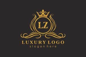 Initial lz Letter Royal Luxury Logo Vorlage in Vektorgrafiken für Restaurant, Lizenzgebühren, Boutique, Café, Hotel, heraldisch, Schmuck, Mode und andere Vektorillustrationen. vektor