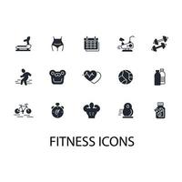 Fitness-Icons gesetzt. Fitness-Pack-Symbol-Vektorelemente für Infografik-Web vektor