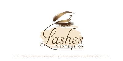 Luxus-Wimpern-Logo-Design-Vorlage für Make-up-Salon mit kreativem Elementkonzept vektor