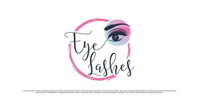 Schönheits-Wimpern-Verlängerungs-Logo-Design für Make-up-Studio mit einzigartigem Konzept und kreativem Element vektor