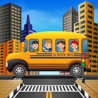 illustration av barn av en skola buss vektor