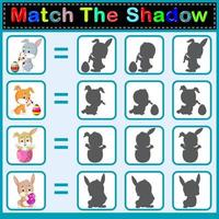 Finden Sie den richtigen Schatten des Kaninchens vektor