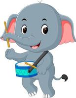 söt elefant spelar trumma vektor