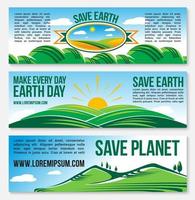 vektor spara planet natur banderoller för jord dag