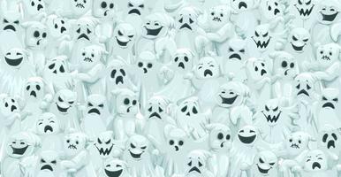tecknad serie halloween spöken ansikten panorama mönster vektor