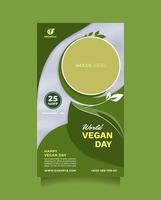 värld vegan dag hälsning och reklam mall för social media berättelse posta. skön grön design vektor affisch och baner till främja friska mat, vegetarian mat och naturlig Produkter