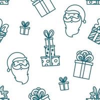 jul sömlös mönster med santa claus och presenterar. bakgrund skiss på jul ämne. vektor illustration