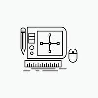 Entwurf. Grafik. Werkzeug. Software. Symbol für die Webdesign-Linie. vektor isolierte illustration