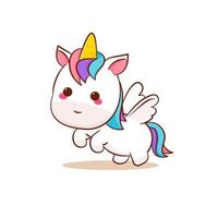 niedlicher magischer pegasus-einhorn-karikaturvektor. pony cartoon kawaii tier. isoliert auf weißem Hintergrund. vektor