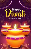 Lycklig diwali festival av lampor, illustration av ljus hållare från lera burk med skön ljus. lämplig för evenemang vektor