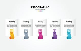presentation företag horisontell infographic mall med 5 alternativ vektor