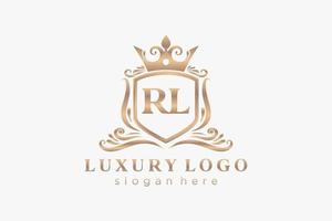 Royal Luxury Logo-Vorlage mit anfänglichem rl-Buchstaben in Vektorgrafiken für Restaurant, Lizenzgebühren, Boutique, Café, Hotel, Heraldik, Schmuck, Mode und andere Vektorillustrationen. vektor