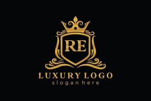 första re brev kunglig lyx logotyp mall i vektor konst för restaurang, kungligheter, boutique, Kafé, hotell, heraldisk, Smycken, mode och Övrig vektor illustration.