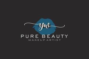 vorgefertigtes Logo-Design mit anfänglichen YW-Aquarelllippen, Logo für Make-up-Künstler-Business-Branding, Blush-Beauty-Boutique-Logo-Design, Kalligrafie-Logo mit kreativer Vorlage. vektor