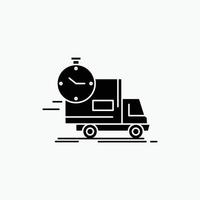 Lieferung. Zeit. Versand. Transport. LKW-Glyphe-Symbol. vektor isolierte illustration