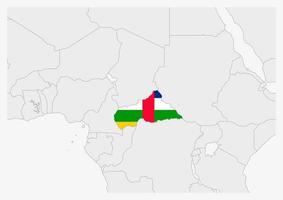 central afrikansk republik Karta markerad i bil flagga färger vektor