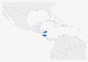 Nicaragua-Karte in den Farben der Nicaragua-Flagge hervorgehoben vektor