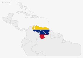 venezuela-karte in den farben der venezuela-flagge hervorgehoben vektor