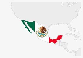 mexiko-karte in den farben der mexiko-flagge hervorgehoben vektor