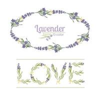 typografi slogan med lavendel- blomma text kärlek för t skjorta utskrift, broderi, design. grafisk och tryckt tee vektor