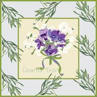 Grußkarte mit Lavendelblüten. Botanische Illustration. vektor