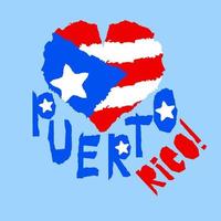 Liebe Puerto Rico, Amerika. vintage nationalflagge in der silhouette des herzens zerrissenes papier grunge textur stil. hintergrund des unabhängigkeitstages. gute idee für retro-abzeichen, banner, t-shirt-grafikdesign. vektor