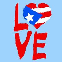 Liebe Puerto Rico, Amerika. vintage nationalflagge in der silhouette des herzens zerrissenes papier grunge textur stil. hintergrund des unabhängigkeitstages. gute idee für retro-abzeichen, banner, t-shirt-grafikdesign. vektor