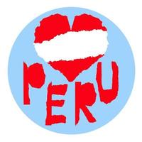 Liebe Peru Amerika. vintage nationalflagge in der silhouette des herzens zerrissenes papier grunge textur stil. hintergrund des unabhängigkeitstages. gute idee für retro-abzeichen, banner, t-shirt-grafikdesign. vektor