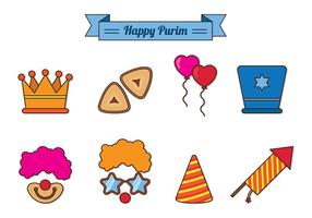 Set von Purim Feier Icons vektor