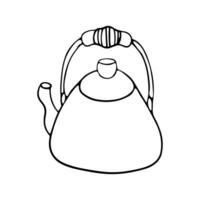 Teekanne im Doodle-Stil auf weißem Hintergrund vektor