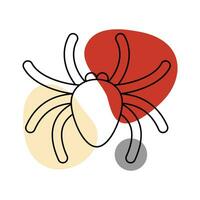 Spindel i de stil av linje konst med färgad fläckar. vektor illustration