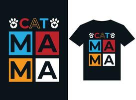Katzenmama-Illustrationen für druckfertiges T-Shirt-Design vektor