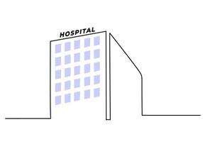 eine durchgehende Linie zur Einrichtung eines Außenkrankenhauses vektor